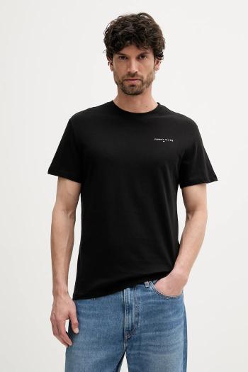Bavlnené tričko Tommy Jeans pánske, čierna farba, s potlačou, DM0DM21780