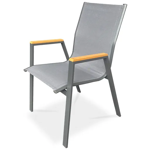 Autronic Záhradná stolička, kov, textil, sivá, AZC-S1050 GREY