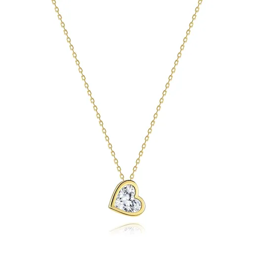 Zlatý náhrdelník 9K so srdcom a čírym zirkónom