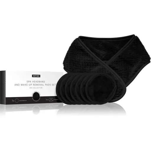 Notino Spa Collection Spa headband and make-up removal pads set sada na odličovanie s kozmetickou čelenkou Black 7 ks