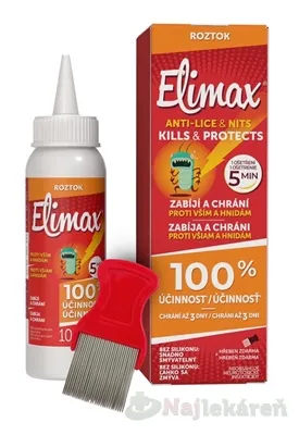 ELIMAX roztok proti všiam a hnidám s hrebeňom 100ml