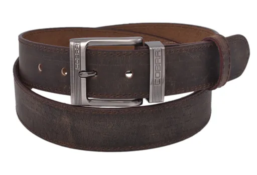 Pánsky kožený opasok 747-40-43 tmavý tan šitý pracka Cobra