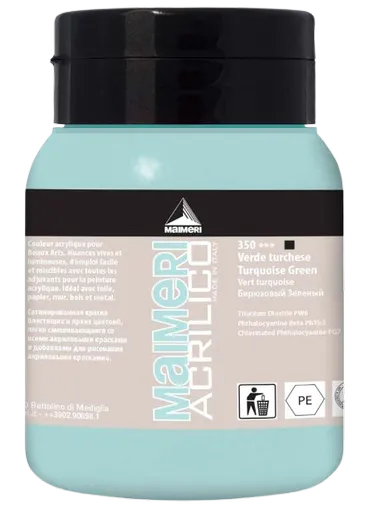 MAIMERI ACRILICO - Akrylové farby 350 - turquoise green, 0,5 L