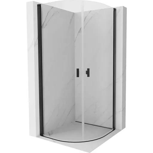 MEXEN - MIST dverná časť štvrťkruhová (2d) 90x90x200 cm 6mm čierna, číra 8A31-090-090-70-00