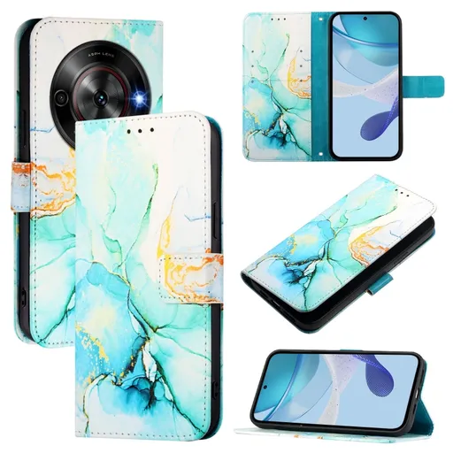 ART MARBLE Peňaženkový kryt pre ZTE Blade A75 5G / Nubia Focus 5G GREEN