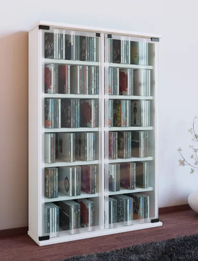 VCM Vitrína na CD a DVD Galerie, bílá