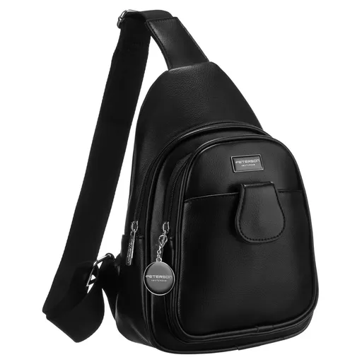 Čierna praktická dámska kapsička s nastaviteľným remienkom z eko kože