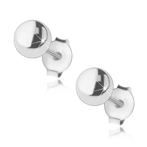 Lesklé náušnice, striebro 925, gulička s hladkým povrchom, 5 mm