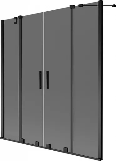 MEXEN/S - Velar Duo dvojkrídlová posuvná vaňová zástena 160 x 150, grafit, čierna 896-160-000-42-70