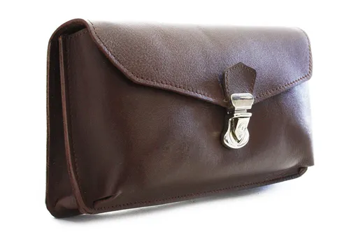 Tmavo hnedé pánske kožené púzdro na mobil 611-3401-40