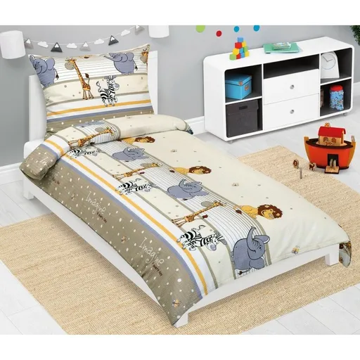 Bellatex Detské krepové obliečky Safari béžová, 140 x 200, 70 x 90 cm