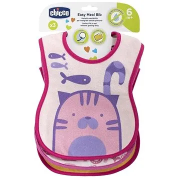 Chicco podbradník bavlnený nepremokavý, 3 ks – dievča (8058664086764)