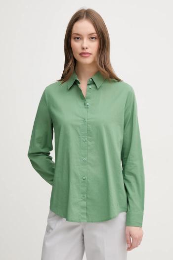 Bavlnená košeľa United Colors of Benetton zelená farba, regular, s klasickým golierom, 5WPQDQ0AX