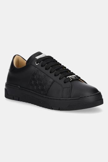 Kožené tenisky Philipp Plein Lo-Top Monogram čierna farba, USC0706 PLE005N 0202