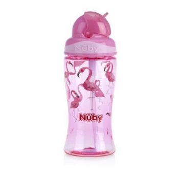 Nuby hrnček netečúci so sklápacou slamkou růžová 360 ml