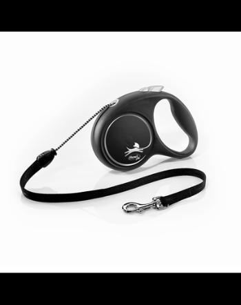 FLEXI Black Design lesa automata cu banda pentru caini, franghie negru, marimea M, 5 m