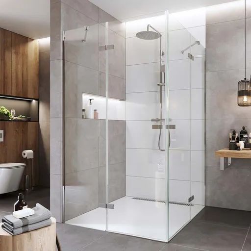 Mereo Sprchovací kút, Novea, štvorec, pántový, 100x100 cm, chróm ALU, sklo Číre CK10316ZVR