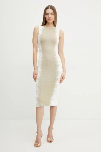 Šaty Herve Leger Ruby zlatá farba, midi, priliehavá, CBI8498804
