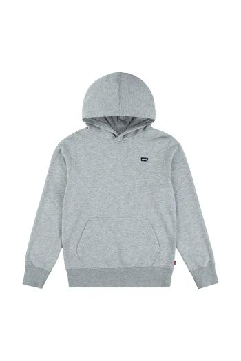 Detská mikina Levi's MINI BATWING PULL OVER HOO šedá farba, s kapucňou, jednofarebná, 8EK422
