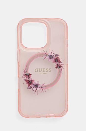 Puzdro na mobil Guess iPhone 16 Pro 6.3 ružová farba, GUHMP16LHFWFCP