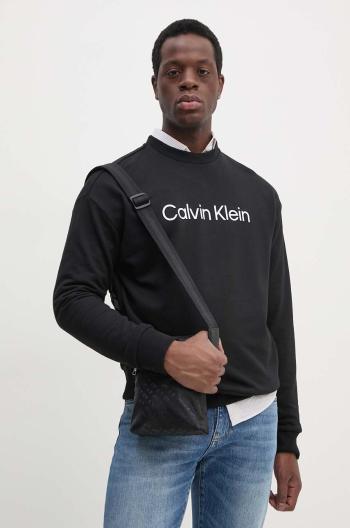 Bavlnená mikina Calvin Klein pánska, čierna farba, s potlačou, K10K112956