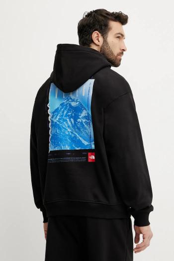 Bavlnená mikina The North Face Axys pánska, čierna farba, s kapucňou, s potlačou, NF0A8C1QJK31