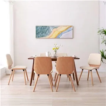 Jedálenská stolička 6 ks krémové umelá koža (3054807)