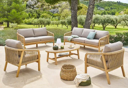 DEOKORK Luxusná zostava z akácie BRIGHTON pre 7 osôb