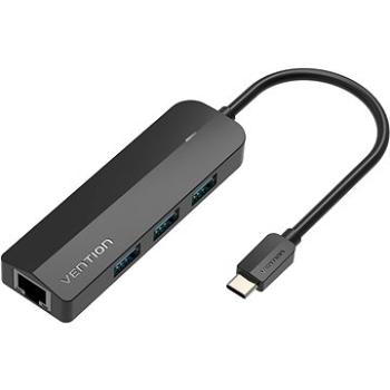 Vention Type-C (USB-C) to 3× USB 3.0/RJ45/Micro-B HUB 0,15 m Black ABS Type (TGPBB)