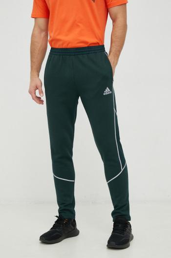 Tepláky adidas pánske, zelená farba, jednofarebné