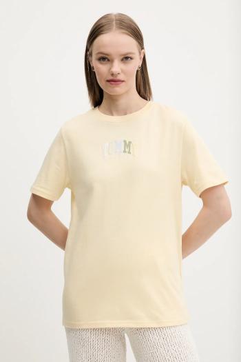 Bavlnené tričko Tommy Jeans dámske, žltá farba, DW0DW21337