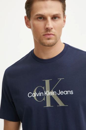 Bavlnené tričko Calvin Klein Jeans pánske, tmavomodrá farba, s potlačou, 00040EM286