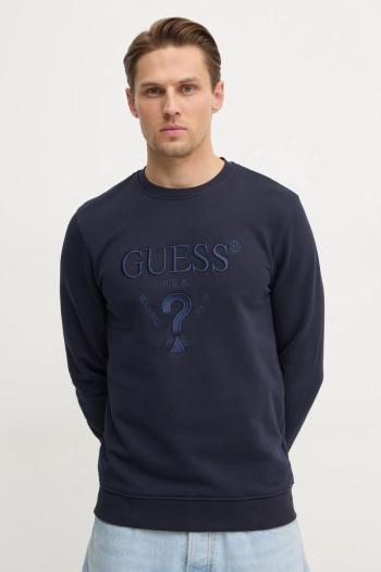 Mikina Guess BEAU pánska, tmavomodrá farba, s nášivkou, M5RQ08 KCN01