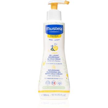 Mustela Bébé Dry Skin výživný čistiaci gél s obsahom ochranného krému obnovujúcim kožnú bariéru pre deti od narodenia 300 ml