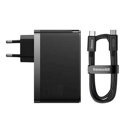 Baseus GaN5 Pre rýchlonabíjací adaptér 2x USB-C + USB-A 140W čierna