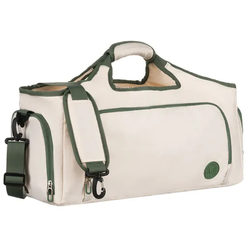 Víkendová cestovná taška Peterson ecru-zelená s komorou na obuv a termo priehradkou