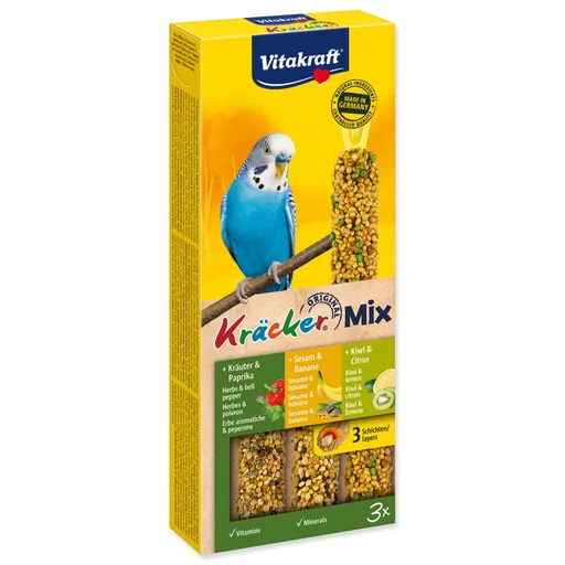 Vitakraft Kräcker Trio-Mix tyčinky pre andulky 90 g