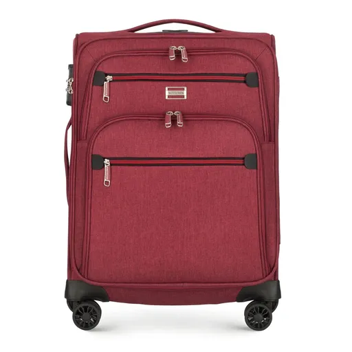 Príručný kufor s farebným zipsom, bordový 56-3S-501-31