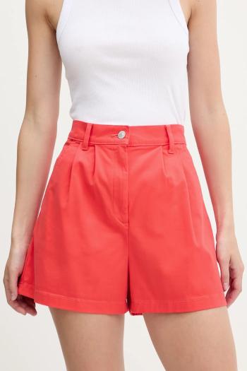 Šortky Tommy Jeans červená farba, jednofarebné, vysoký pás, DW0DW21643