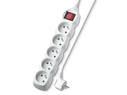 Predlžovací kábel 5 zásuviek 2m GETI GEC52S s vypínačom