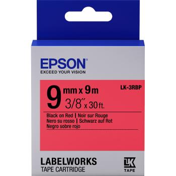 Epson LabelWorks LK-3RBP C53S653001 9mm x 9m, čierna tlač / pastelovo červený podklad, originálna páska