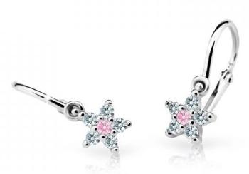Cutie Jewellery Trblietavé detské náušnice z bieleho zlata C2118-10-X-2 ružová