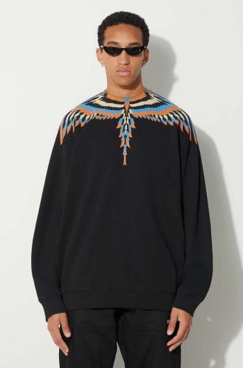 Bavlnená mikina Marcelo Burlon Optical Wings pánska, čierna farba, s potlačou