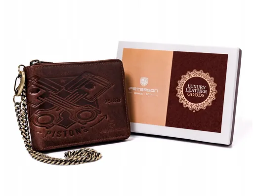 Veľká pánska kožená peňaženka s retiazkou - Peterson