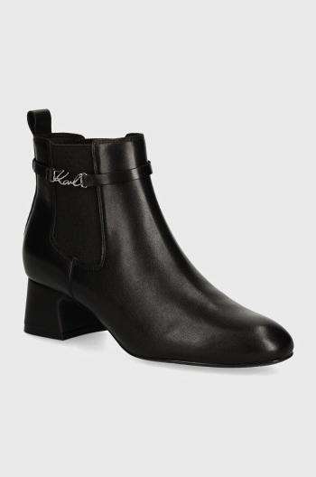 Kožené topánky chelsea Karl Lagerfeld BONNIE dámske, čierna farba, na podpätku, KL30344