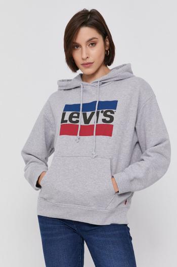 Bavlnená mikina Levi's 18487.0059-Greys, dámska, šedá farba, s potlačou