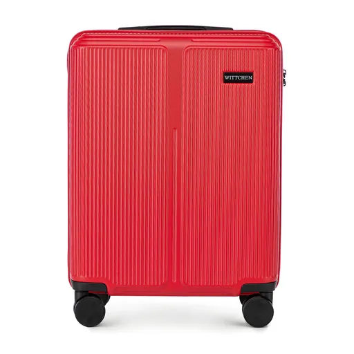 Malý ABS kufor s jemnými pruhmi, červený 56-3A-601-30