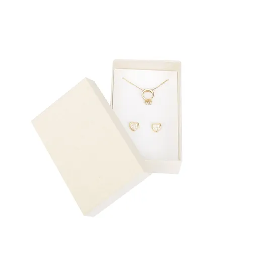 Krémová obdĺžniková krabička na šperky s bielou poduškou