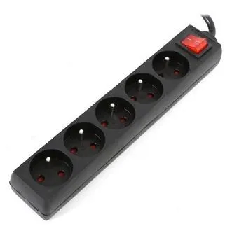 OMEGA Predlžovacia zásuvková lišta s 5 zásuvkami WITH BASIC SURGE PROTECTION 1.5M 16A 5 SOCKET TYPE E FRENCH BLACK