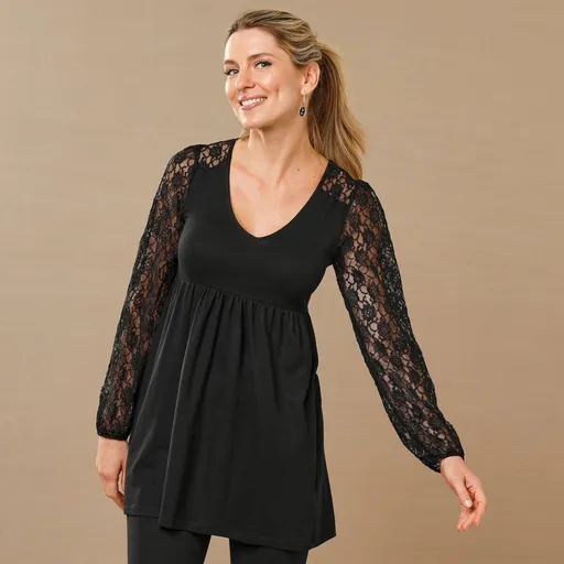 Tunika s dlhými čipkovanými rukávmi